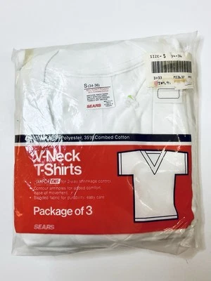 CAMISETAS VINTAGE SEARS CUELLO EN V TEJIDO SANFOR TALLA PEQUEÑA 34-36 BLANCAS PAQUETE DE 3 NOS Foto 1 de 4