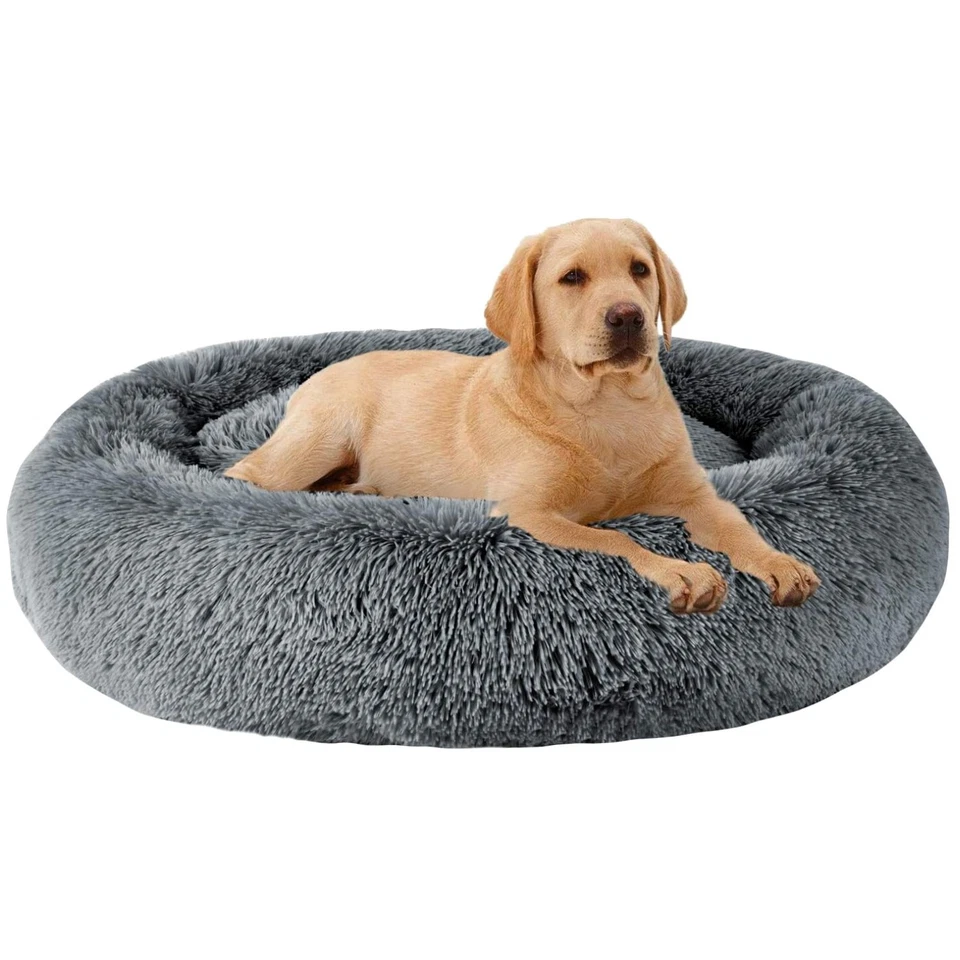 MFOX Calming Dog Bed XL for Medium Dogs Comfortable Pet Bed Faux Fur Donut Cu...