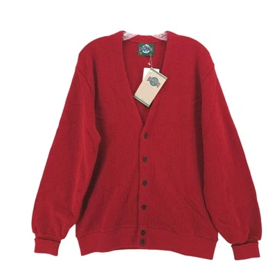 NUEVO CON ETIQUETAS JANTZEN Lucky Links Cárdigan Rojo Acrílico HECHO EN EE. UU. De Colección Nuevo de Lote Antiguo Talla GRANDE Foto 1 de 4