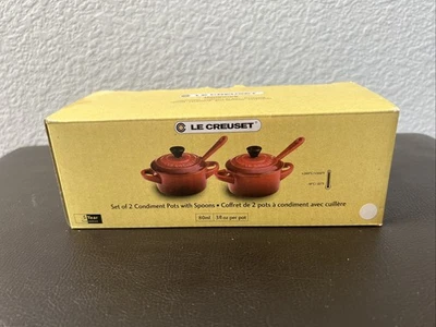 Le Creuset Set of 2 Condiment Pots White 3 oz Stoneware (Pre-owned) - Image 1 of 4