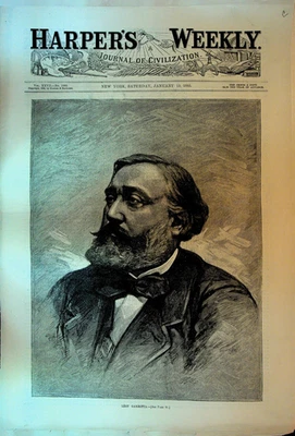 Harper's Weekly January 13 1883 Leon Gambetta Thomas Nast NYC Casino Theatre - Image 1 of 4