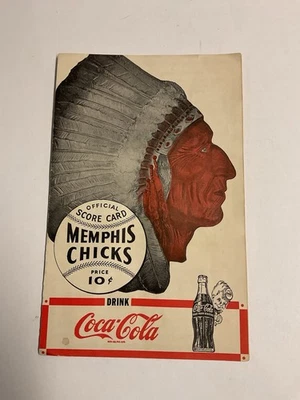 Vintage 1951 MEMPHIS CHICKS Baseball Team Score Card / Program - Unscored - Image 1 of 4