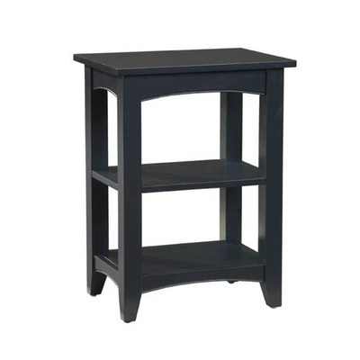 Shaker Cottage End Table, Charcoal Gray, Hardwood Wood, Two Storage Shelves, ... - Image 1 of 4