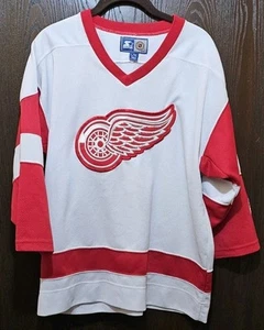 Vintage Starter White Detroit Red Wings Hockey Jersey Youth L/XL STITCHED - Picture 1 of 2