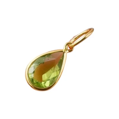 Smaller 14k Gold Fill Natural Peridot Gemstone Charm Pendant Tiny Charm Pendant - Image 1 of 2
