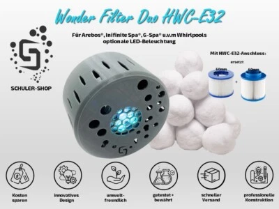 Wonder Filter Duo HWC-E32 Arebos G-Spa uvm Whirlpool Filterbälle LED-Beleuchtung