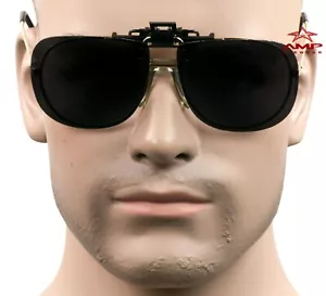 Medium/Large Rectangular Clip On Flip/Up Fit Over Sunglasses Polarized Smoke A5P - Picture 1 of 6