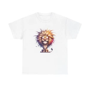Funny Lion Graphic T-Shirt, Unisex Heavy Cotton Tee, Gift for Animal Lovers, - Picture 1 of 13