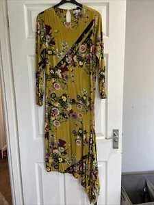 Studio by Preen senfgelb Blumen asymmetrischer Saum Kleid Größe 14 - Bild 1 von 8