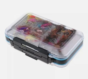 trout salmon fly fishing flies assortment tackle box with 64 fly fishing flies - Picture 1 of 10
