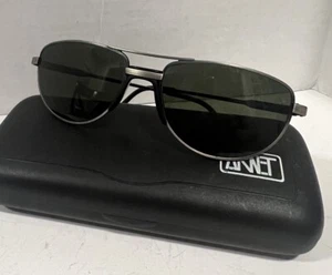 Vintage Arnet Pilot Sunglasses Pewter/ Grey w/ Arnet Case Italy - Picture 1 of 12