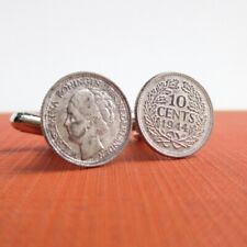 NETHERLANDS .640 Silver Coin Cuff Links - Repurposed 1944 Vintage Coins