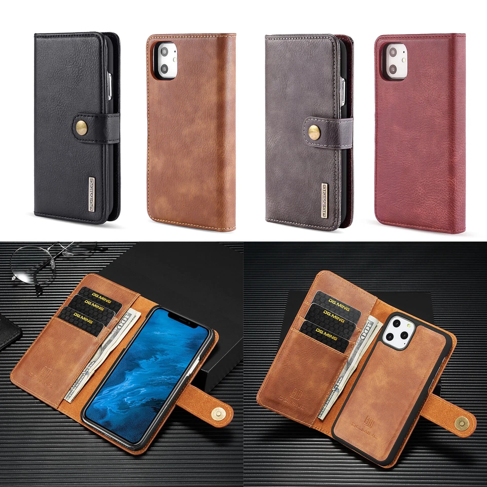 Leather Wallet Case for iPhone 12/12 Pro/11/SE 2/7/8/XS/XR – Card Holder Cover - Image 1 of 1