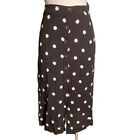 Free People Polka Dot Black and White Button Down Midi Skirt Size 2