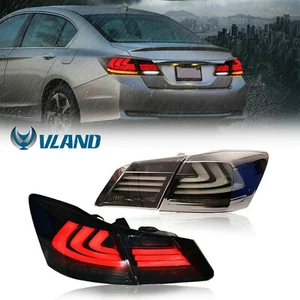 Pair Smoke/Tinted LED Tail Lights Rear For 2013-2015 Honda Accord 4 Door Sedan - Picture 1 of 10