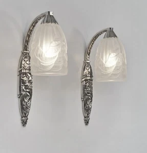 SCHNEIDER : a pair of 1930 French art deco sconces ...... lamp muller era France - Picture 1 of 8