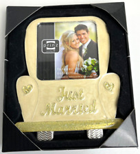 Metal Car Automobile 3.5x3.5 Picture Photo Frame Yellow Just Married Prinz