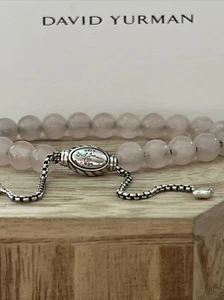 David Yurman 925 Sterling Silver 8mm Rose Quartz Spiritual Bead Bracelet - Picture 1 of 12