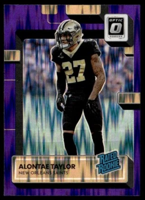 2022 Donruss Optic Rated Rookie Purple Shock Alontae Taylor #300 JJ1-10 - Image 1 of 2