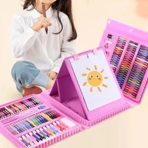 208-teiliges Deluxe Kunst Set mit dreifach faltbarer Staffelei - Zeichen- & Malset für Kinder - Bild 1 von 6