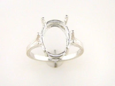 (11 x 9 mm - 14 x 12 mm) Oval 4 Prong Split Shank Ring Setting Sterling Silver - Image 1 of 3