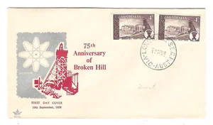 Pr. 1958 4d Broken Hill 1883-1958 sellos primer día cubierta 10 de septiembre - Imagen 1 de 2