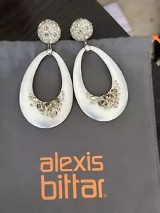 100% Authentic Alexis Bittar Rare Crystal Dust & Lucite Clip On Earrings $595 - Picture 1 of 15