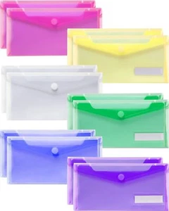 Small Plastic Pouch with Label Pocket Reusable Envelope Pencil Case 12 Pack -... - Picture 1 of 7
