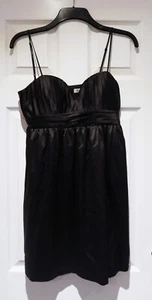 BCBGeneration Black Spaghetti Strap Satin Dress Size 8 with Pleated Bodice Detai - Picture 1 of 4