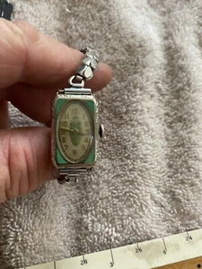 Vintage Elgin Art Deco Ladies Watch 14K Gold Filled 15 Jewels Enamel - Picture 1 of 12