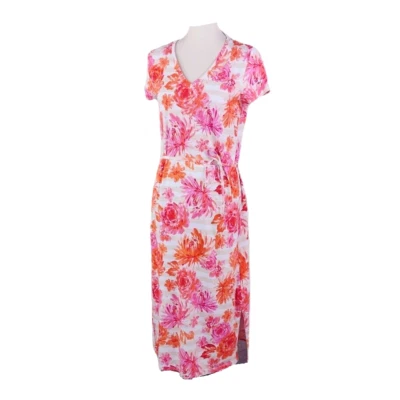 Vestido Deportivo Jones New York Blanco Floral Cuello en V Jersey Camiseta Tejido Manga Corta M Foto 1 de 4