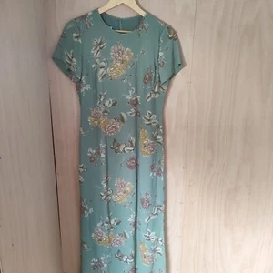 Vintage 90s Laura Ashley Tea Dress Green Maxi Floral Cotton Made In UK - Size 10 - Picture 1 of 21