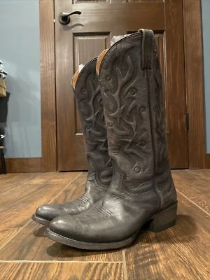 Botas Stetson para mujer 7 D vaqueras occidentales cuero marrón desteñido punta almendra tirar Foto 1 de 4