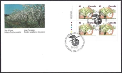 🍁Canada   #1363LLpb     "FRUIT TREES"    Brand New 1991 First Day Cover - Image 1 of 2