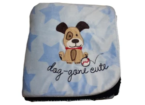 Carters Just One You Navy Blue Star Dog Gone Cute Baby Blanket Infant Boys Soft - Picture 1 of 7