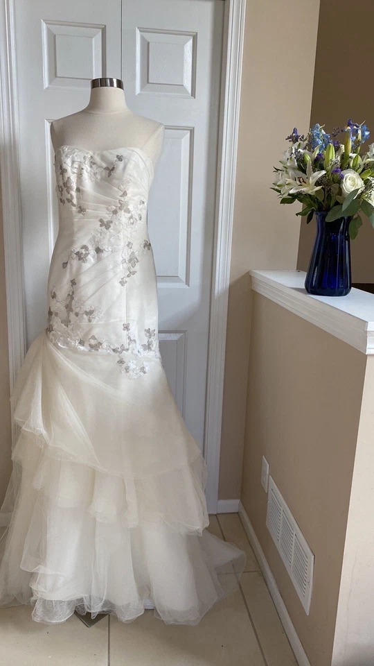 Слоновой кости Галина свадебное платье платье размер 6 юбка слоев не пуф тюль - Изображение 1 из 4