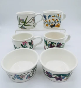 Portmeirion Botanic Garden Lot of 4 Short Drum 8oz Mugs with 2 Ramekins - Picture 1 of 18