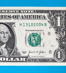 13 October, 2004 (H 13102004 B) $1 One Dollar Bill BIRTHDAY Note *UNC* - Picture 1 of 3