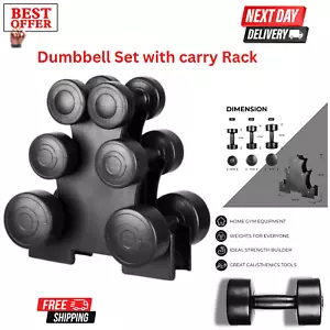 Dumbbell Set with Carry Rack Hand Weights for Men & Women 1kg, 2kg, 3kg Workout - Picture 1 of 1