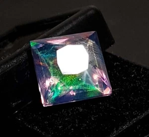 100% Natural Princess Cut Australia Opal Ring Size Gemstone 12x12x9mm 8Ct - Picture 1 of 8