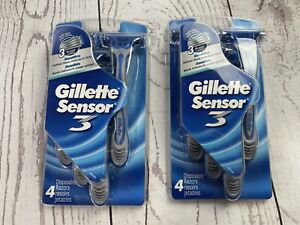 Lot Of 2 Gillette SENSOR 3 Sensitive + Aloe Disposable Razors 4-pack  (8 total)