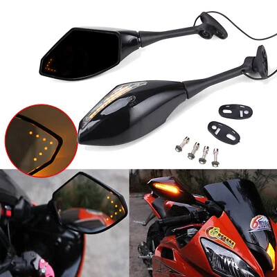 Espejos retrovisores laterales intermitentes LED para Honda CBR600RR 1000RR 500R 300R 250R Foto 1 de 4