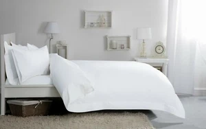 400 Thread Count Egyptian Cotton Oxford Duvet Cover Single Ply White All Sizes - Picture 1 of 5