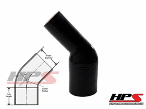 HPS 1.25" - 2" 32mm - 51mm 4-Ply Silicone 45 Degree Elbow Reducer Hose BLACK - Imagen 1 de 1