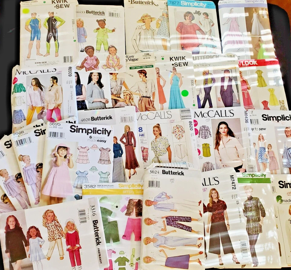 25 Pcs Vtg Sewing Patterns 70's 00's Simplicity McCall's Craft Junk Journal Lot - Image 1 of 4
