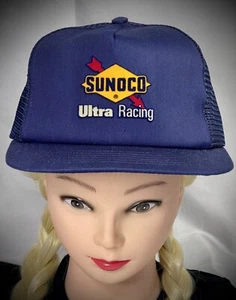 Vtg Sunoco Ultra Racing Blue Swingster Mesh Trucker Hat - Picture 1 of 6