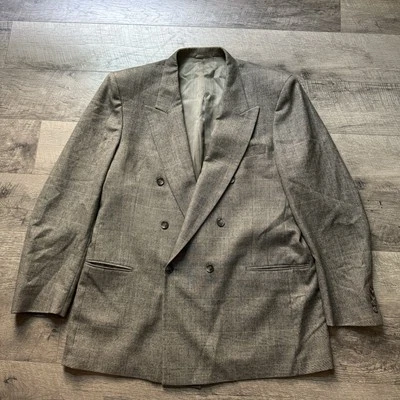 Abrigo Traje Vintage Años 70 Turnbull Asser 100% Lana Gris Doble Pecho Talla 44 Foto 1 de 4