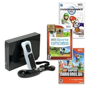 Authentic Wii Console Black + Pick Your Game + Controllers + Cords USA