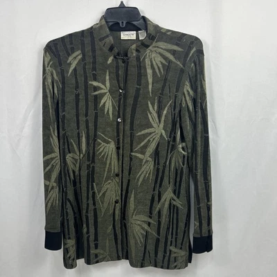 Jaqueta Chico’s Feminina Tamanho 2 Preta Verde Transparente Manga Longa Botões Elásticos - Imagem 1 de 4