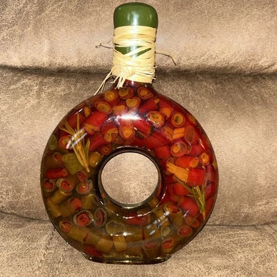 "Anillo de botella de vidrio solo decorativo de vinagre infundido verduras/forma redonda 9""H" Foto 1 de 4